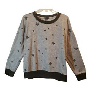 Splendid womens lg star print gray pullover sweatshirt. 7036
